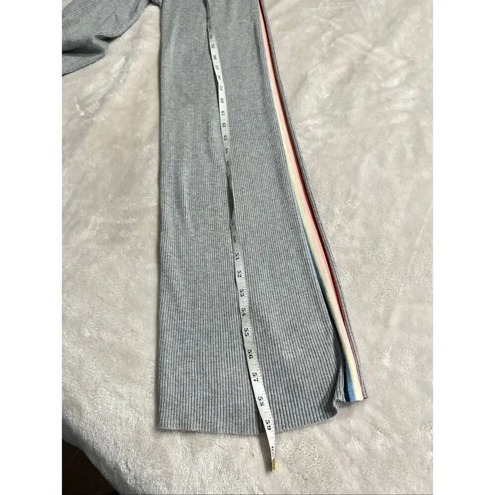 Spiritual Gangster womans gray ribbed rainbow track jumpsuit sleeveless Medium